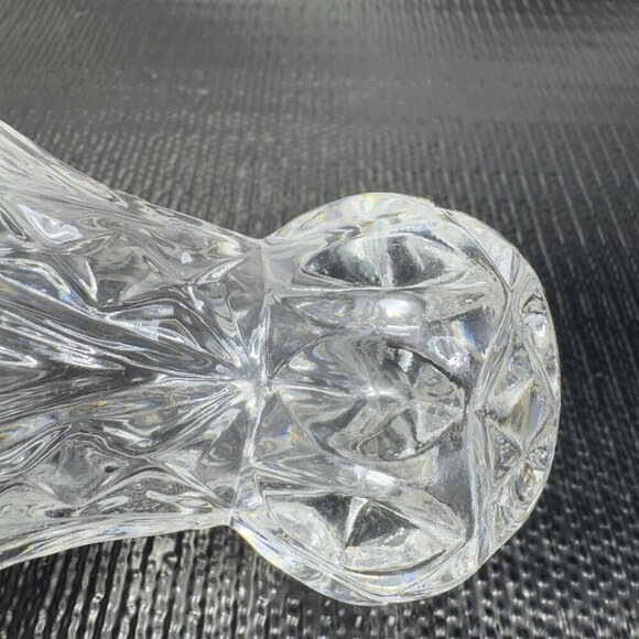 Vintage Clear Sawtooth Edge Small Toothpick Holder Small Bud Vase Crystal Glass - Picture 9 of 11